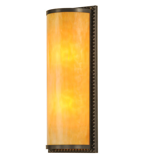 Meyda Lighting Cilindro 7" 2-Light Craftsman Brown Wall Sconce With Beige Art Shade Glass