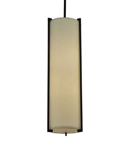 Meyda Lighting Cilindro 7" 2-Light Oil Rubbed Bronze Mini Pendant Light With Eggshell Textrene Shade
