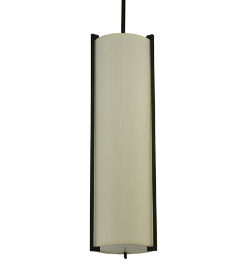 Meyda Lighting Cilindro 7" 2-Light Oil Rubbed Bronze Mini Pendant Light With Eggshell Textrene Shade