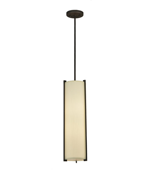 Meyda Lighting Cilindro 7" 2-Light Oil Rubbed Bronze Mini Pendant Light With Eggshell Textrene Shade
