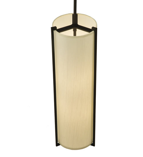 Meyda Lighting Cilindro 7" 2-Light Oil Rubbed Bronze Mini Pendant Light With Eggshell Textrene Shade