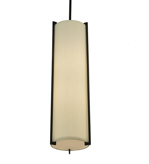 Meyda Lighting Cilindro 7" 2-Light Oil Rubbed Bronze Mini Pendant Light With Eggshell Textrene Shade
