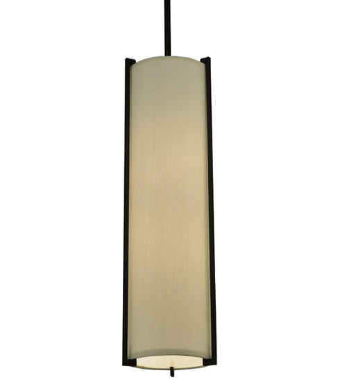 Meyda Lighting Cilindro 7" 2-Light Oil Rubbed Bronze Mini Pendant Light With Eggshell Textrene Shade