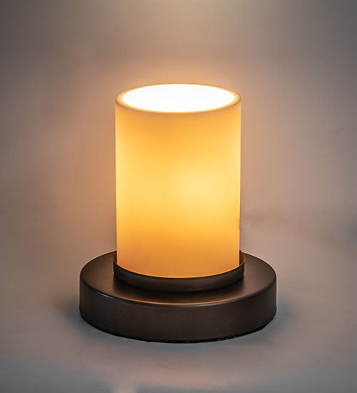 Meyda Lighting Cilindro 7" Antique Copper Duomo Mini Table Lamp With Ivory Shade