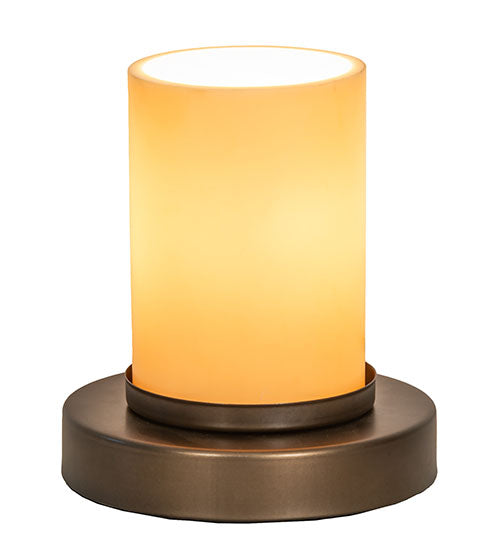Meyda Lighting Cilindro 7" Antique Copper Duomo Mini Table Lamp With Ivory Shade