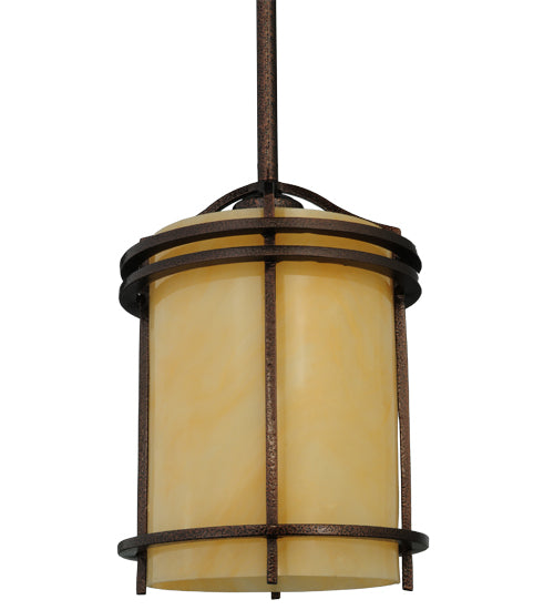 Meyda Lighting Cilindro 7" New Copper Vein Mini Pendant Light With Beige Sahara Taupe Idalight Shade