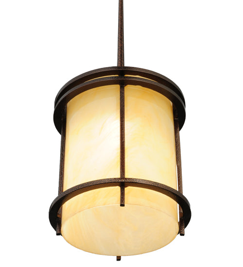 Meyda Lighting Cilindro 7" New Copper Vein Mini Pendant Light With Beige Sahara Taupe Idalight Shade