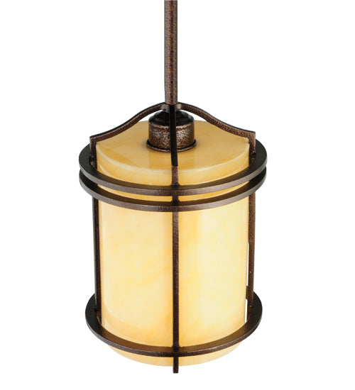 Meyda Lighting Cilindro 7" New Copper Vein Mini Pendant Light With Beige Sahara Taupe Idalight Shade
