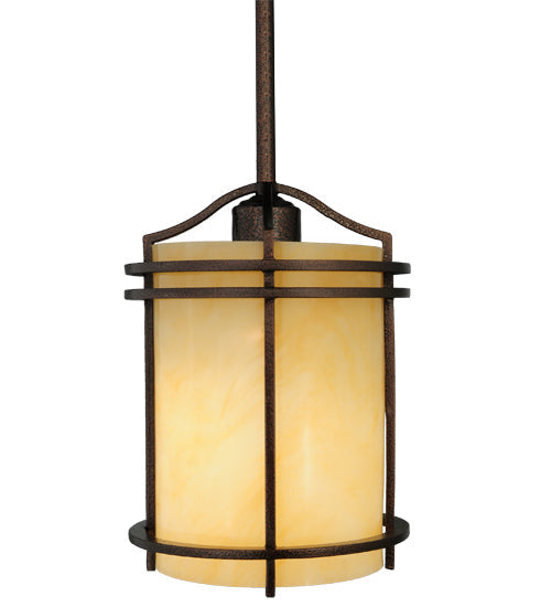 Meyda Lighting Cilindro 7" New Copper Vein Mini Pendant Light With Beige Sahara Taupe Idalight Shade