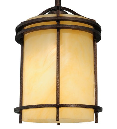 Meyda Lighting Cilindro 7" New Copper Vein Mini Pendant Light With Beige Sahara Taupe Idalight Shade