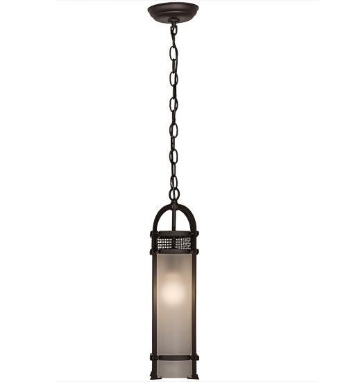 Meyda Lighting Cilindro 7" Oil Rubbed Bronze Mini Pendant Light With Frosted Clear Shade Glass