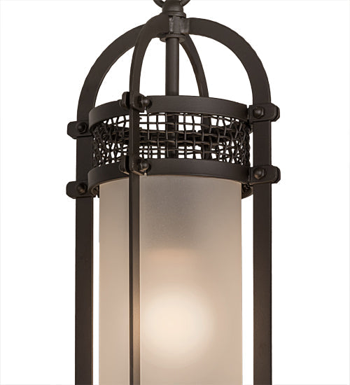 Meyda Lighting Cilindro 7" Oil Rubbed Bronze Mini Pendant Light With Frosted Clear Shade Glass