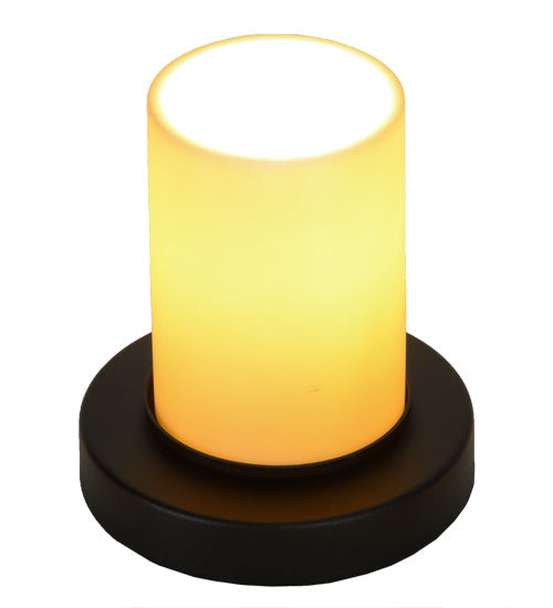 Meyda Lighting Cilindro 7" Textured Black Duomo Mini Table Lamp With Beige Provostone Idalight Shade