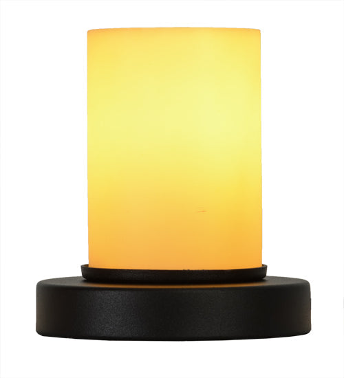 Meyda Lighting Cilindro 7" Textured Black Duomo Mini Table Lamp With Beige Provostone Idalight Shade