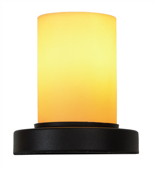 Meyda Lighting Cilindro 7" Textured Black Duomo Mini Table Lamp With Beige Provostone Idalight Shade