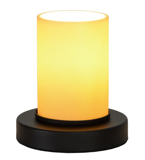 Meyda Lighting Cilindro 7" Textured Black Duomo Mini Table Lamp With Beige Provostone Idalight Shade