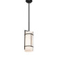 Meyda Lighting Cilindro 7" Textured Black Kenzo Mini Pendant Light With Whitestone Idalight Shade