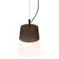 Meyda Lighting Cilindro 7" Walnut Wood Grain Ibrido Mini Pendant Light With White Statuario Idalight Shade Glass