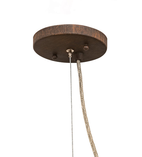 Meyda Lighting Cilindro 7" Walnut Wood Grain Ibrido Mini Pendant Light With White Statuario Idalight Shade Glass