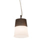 Meyda Lighting Cilindro 7" Walnut Wood Grain Ibrido Mini Pendant Light With White Statuario Idalight Shade Glass