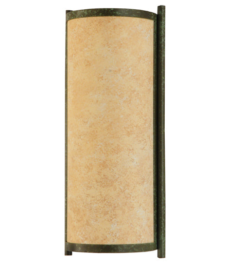 Meyda Lighting Cilindro 7" Weathered Brass Palomino Wall Sconce With Beige Handpainted Textrene Shade
