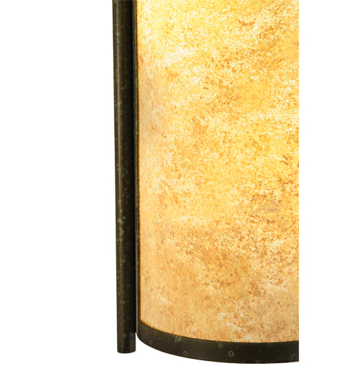 Meyda Lighting Cilindro 7" Weathered Brass Palomino Wall Sconce With Beige Handpainted Textrene Shade