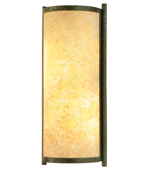 Meyda Lighting Cilindro 7" Weathered Brass Palomino Wall Sconce With Beige Handpainted Textrene Shade