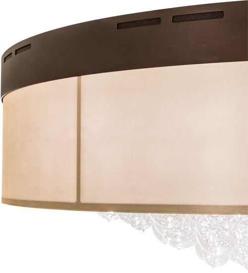 Meyda Lighting Cilindro 70" LED Mahogany Bronze Bulle Flush Mount Light With Dark Gold Organza Textrene & Clear Shade Glass