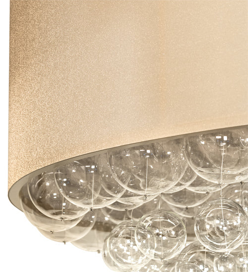 Meyda Lighting Cilindro 70" LED Mahogany Bronze Bulle Semi-flush Light With Gold Organza & Clear Shade Glass