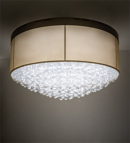 Meyda Lighting Cilindro 70" LED Mahogany Bronze Bulle Semi-flush Light With Gold Organza & Clear Shade Glass