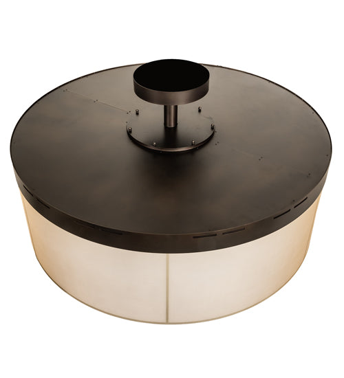 Meyda Lighting Cilindro 70" LED Mahogany Bronze Bulle Semi-flush Light With Gold Organza & Clear Shade Glass