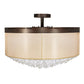 Meyda Lighting Cilindro 70" LED Mahogany Bronze Bulle Semi-flush Light With Gold Organza & Clear Shade Glass