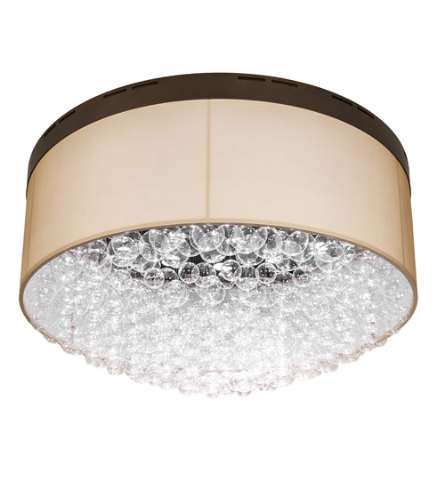Meyda Lighting Cilindro 70" LED Mahogany Bronze Bulle Semi-flush Light With Gold Organza & Clear Shade Glass
