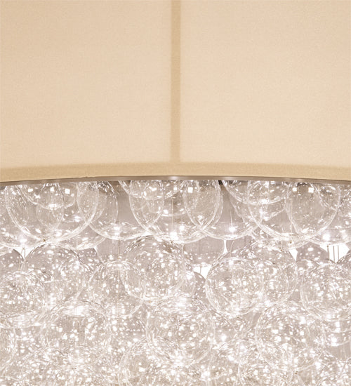 Meyda Lighting Cilindro 70" LED Mahogany Bronze Bulle Semi-flush Light With Gold Organza & Clear Shade Glass