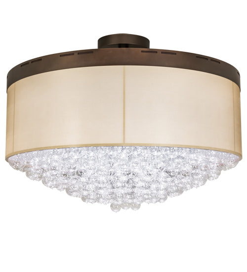Meyda Lighting Cilindro 70" LED Mahogany Bronze Bulle Semi-flush Light With Gold Organza & Clear Shade Glass