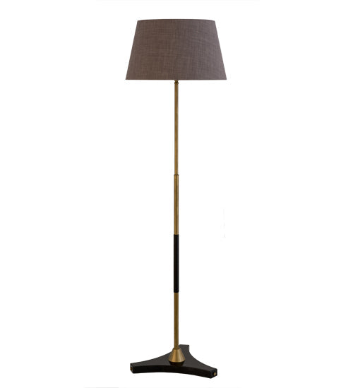 Meyda Lighting Cilindro 71" Antique Brass Casuale Floor Lamp With Gray Textrene Shade