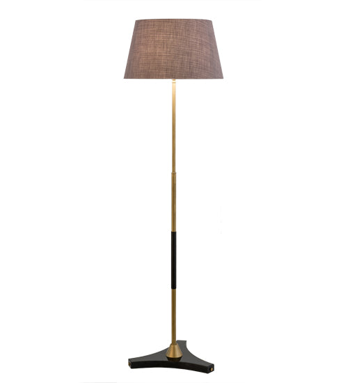 Meyda Lighting Cilindro 71" Antique Brass Casuale Floor Lamp With Gray Textrene Shade