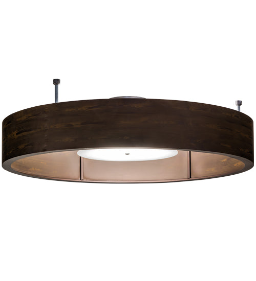Meyda Lighting Cilindro 72" 12-Light Mahogany Wood Grain Hickory Pendant Light With Statuario Idalight Shade Glass