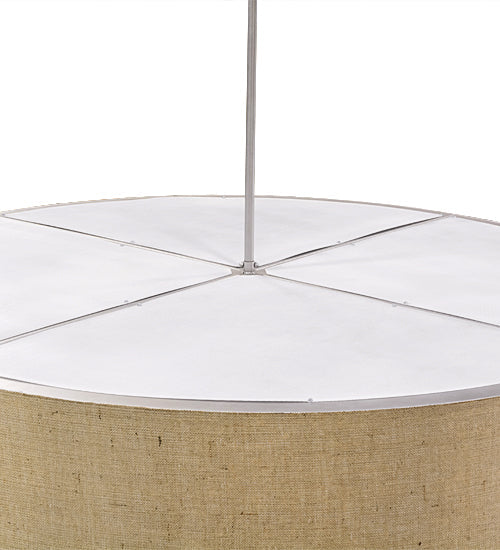 Meyda Lighting Cilindro 72" 12-Light Nickel Pendant Light With Beige Burlap Textrene and Statuario Idalight Shade