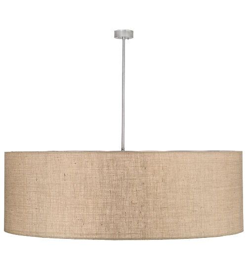Meyda Lighting Cilindro 72" 12-Light Nickel Pendant Light With Beige Burlap Textrene and Statuario Idalight Shade