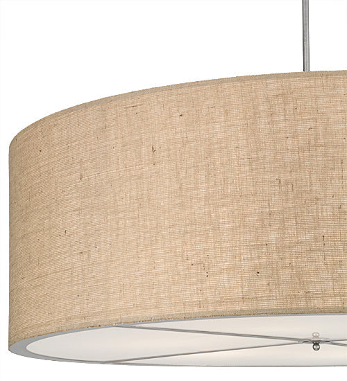 Meyda Lighting Cilindro 72" 12-Light Nickel Pendant Light With Beige Burlap Textrene and Statuario Idalight Shade
