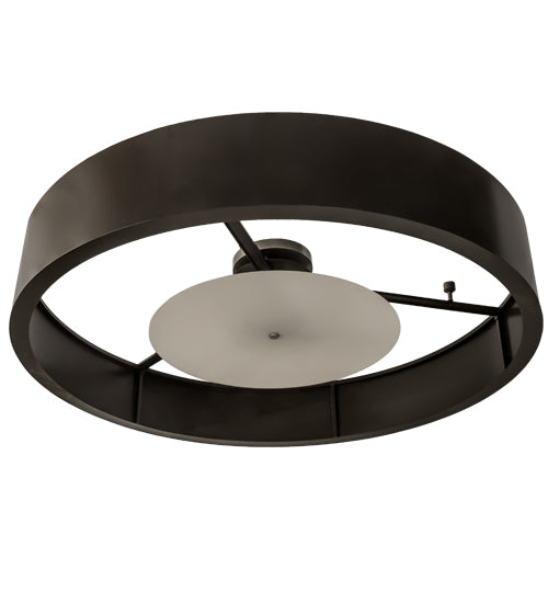 Meyda Lighting Cilindro 72" 12-Light Timeless Bronze & Nickel Chic Flush Mount Light With White Statuario Idalight Shade