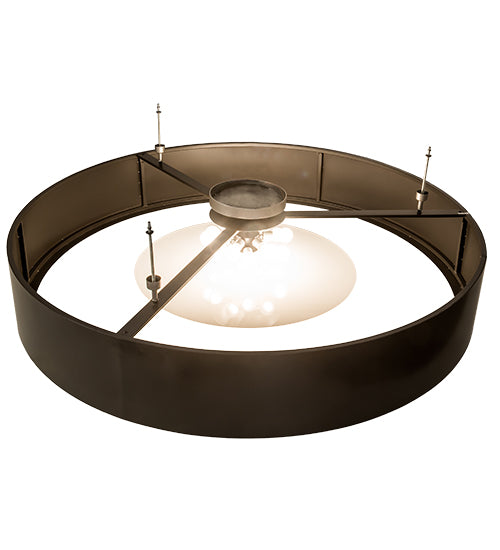 Meyda Lighting Cilindro 72" 12-Light Timeless Bronze & Nickel Chic Flush Mount Light With White Statuario Idalight Shade