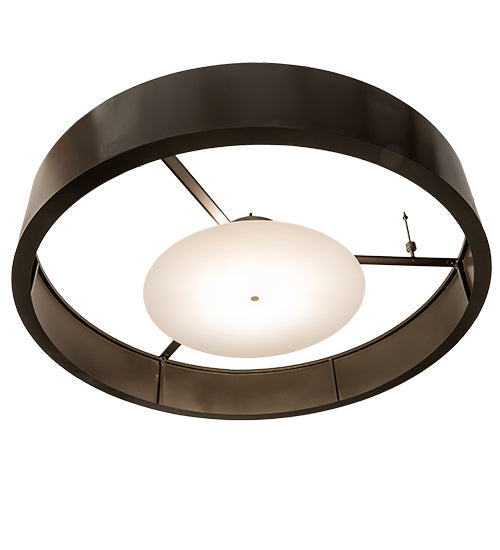 Meyda Lighting Cilindro 72" 12-Light Timeless Bronze & Nickel Chic Flush Mount Light With White Statuario Idalight Shade