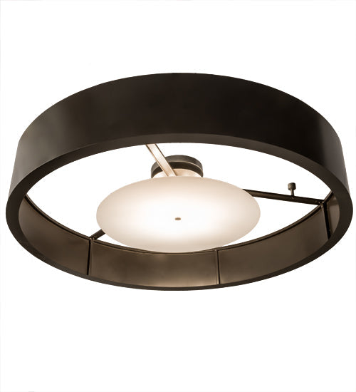 Meyda Lighting Cilindro 72" 12-Light Timeless Bronze & Nickel Chic Flush Mount Light With White Statuario Idalight Shade