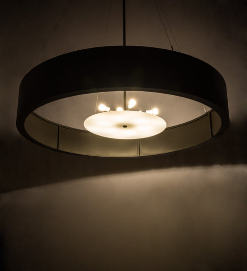 Meyda Lighting Cilindro 72" 12-Light Timeless Bronze Pendant Light With White Statuario Idalight Shade Glass
