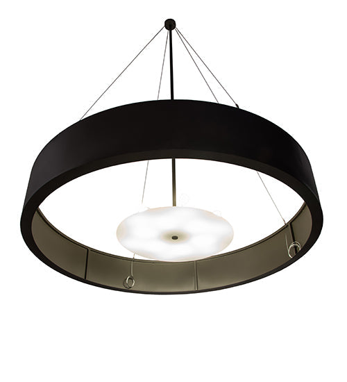 Meyda Lighting Cilindro 72" 12-Light Timeless Bronze Pendant Light With White Statuario Idalight Shade Glass