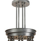 Meyda Lighting Cilindro 72" 16-Light Antique Copper & Extreme Chrome Ventura Chandelier With White Linen Textrene Shade and Fan