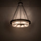 Meyda Lighting Cilindro 72" 16-Light Antique Copper & Extreme Chrome Ventura Chandelier With White Linen Textrene Shade and Fan
