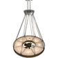 Meyda Lighting Cilindro 72" 16-Light Antique Copper & Extreme Chrome Ventura Chandelier With White Linen Textrene Shade and Fan